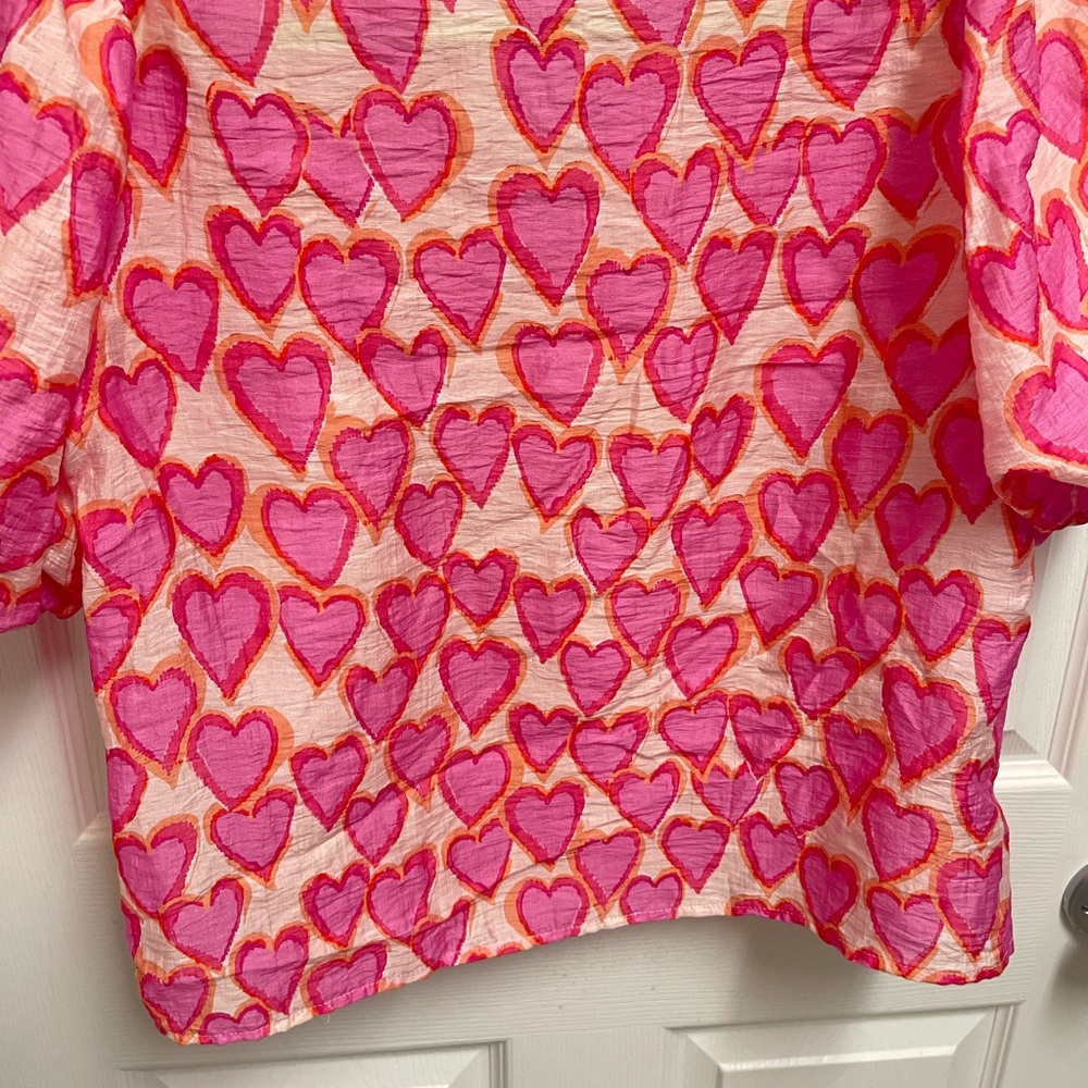 THML Pink Heart Puff Sleeve Blouse - Picture 10 of 11